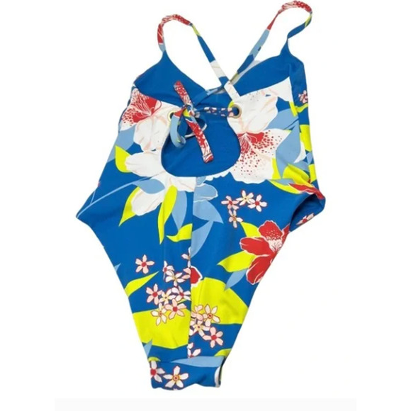 Roxy She Just Shines One Piece Swimsuit Size Small NWT Blue Floral - Picture 2 of 5